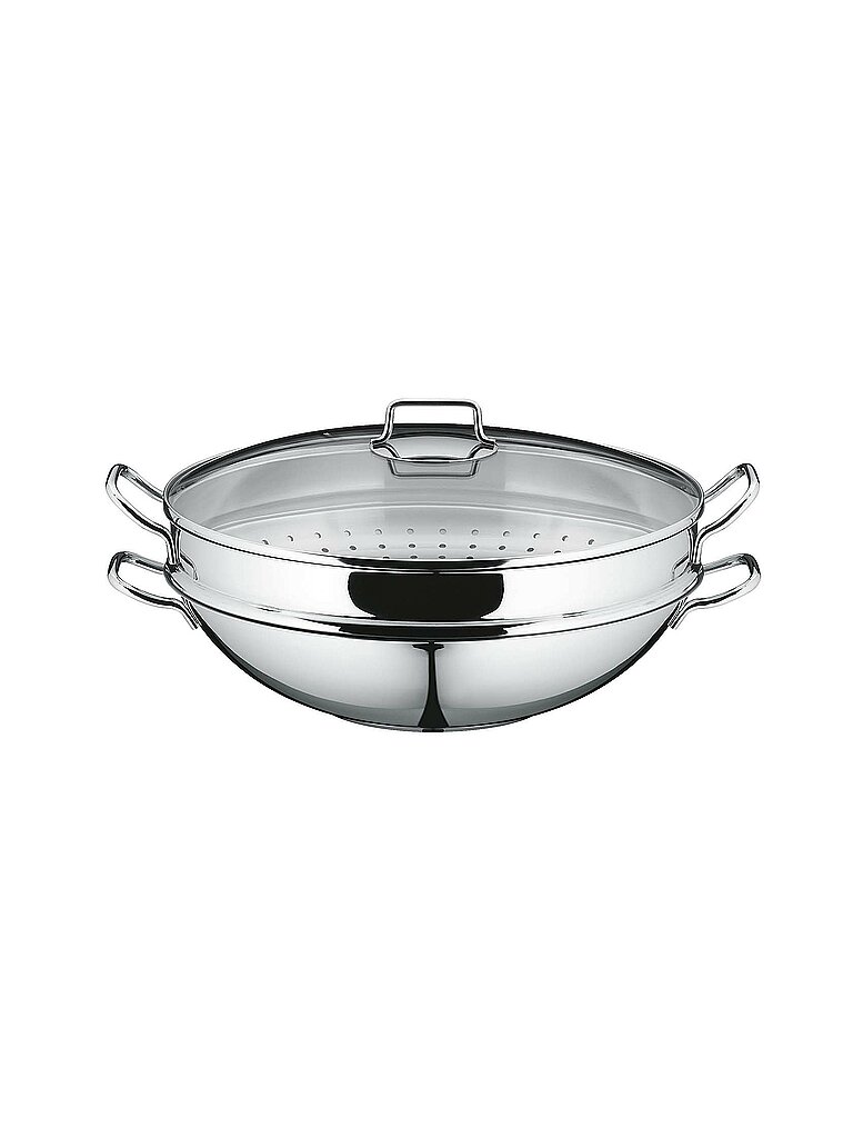 WMF Macao Wok Induktion 4-teilig, Wokpfanne 36 cm Cromargan silber