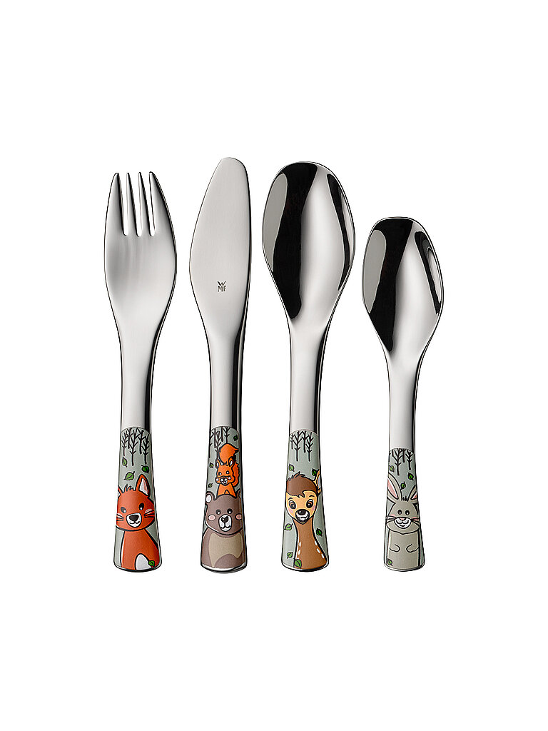 Kinder Besteck 4tlg. WALDFREUNDE Cromarg.Bunt silber baby