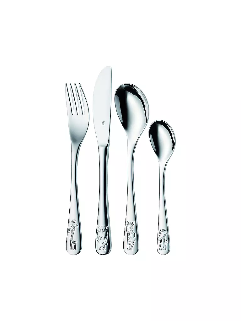 WMF | Kinder Besteck 4-teilig Safari Crogargan / Bunt | silber