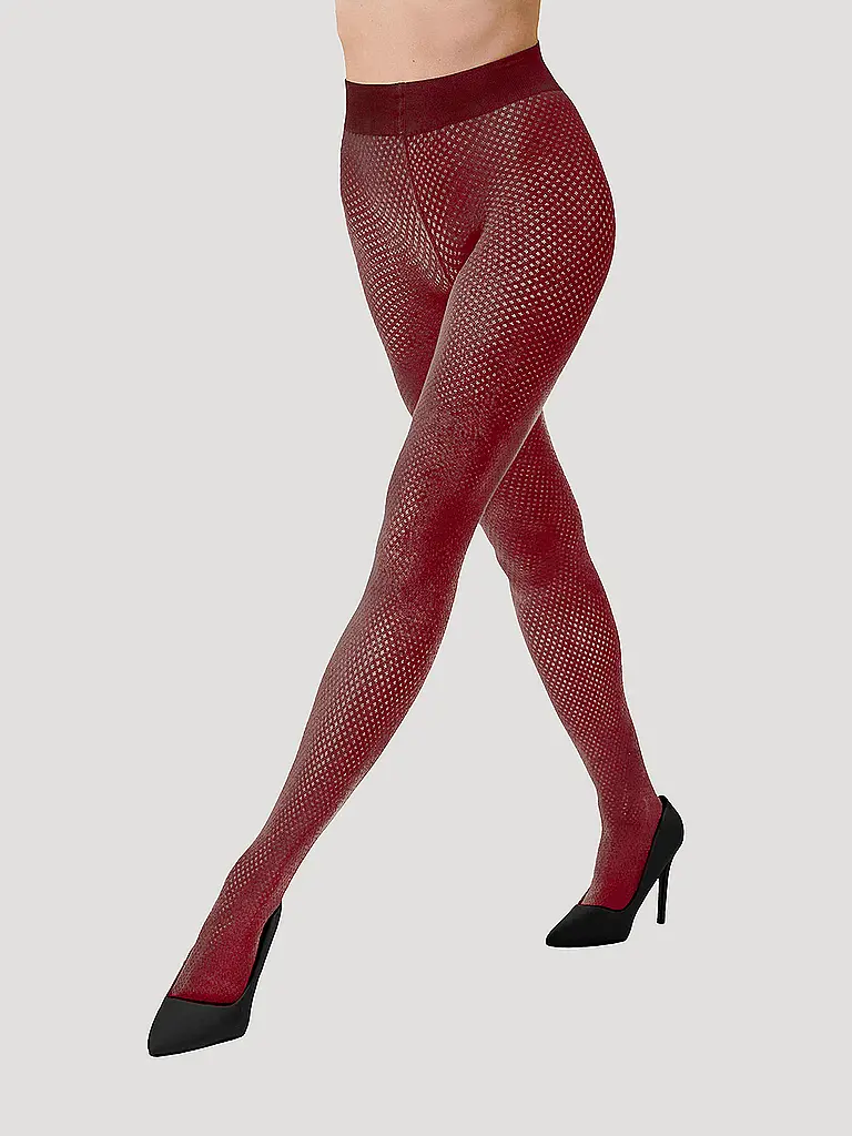 WOLFORD | Modestrumpfhose COTTON DOT midnight | Dunkelrot