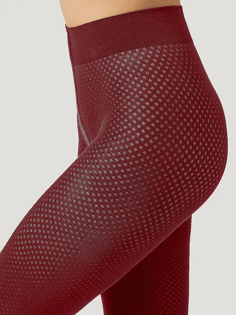 WOLFORD | Modestrumpfhose COTTON DOT midnight | Dunkelrot