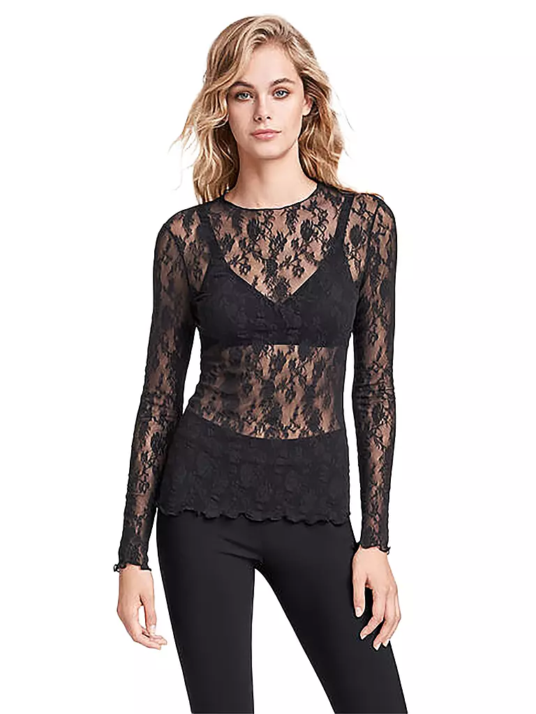 WOLFORD | Spitzenshirt  | schwarz