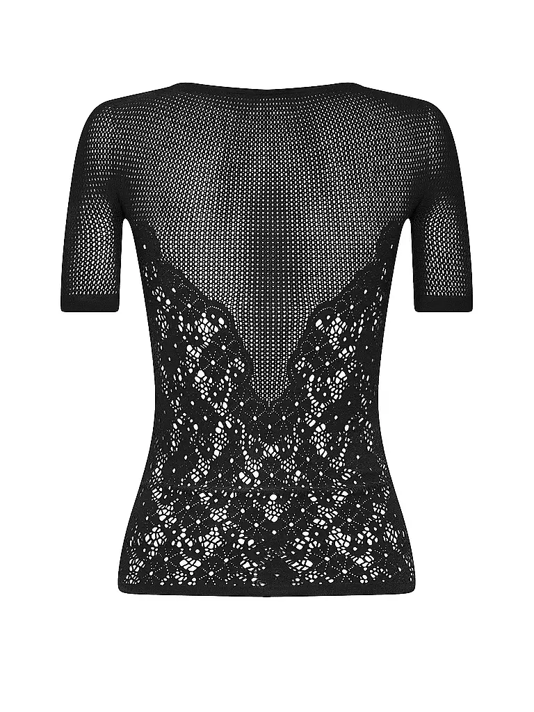 WOLFORD | T-Shirt FLOWER LACE | schwarz