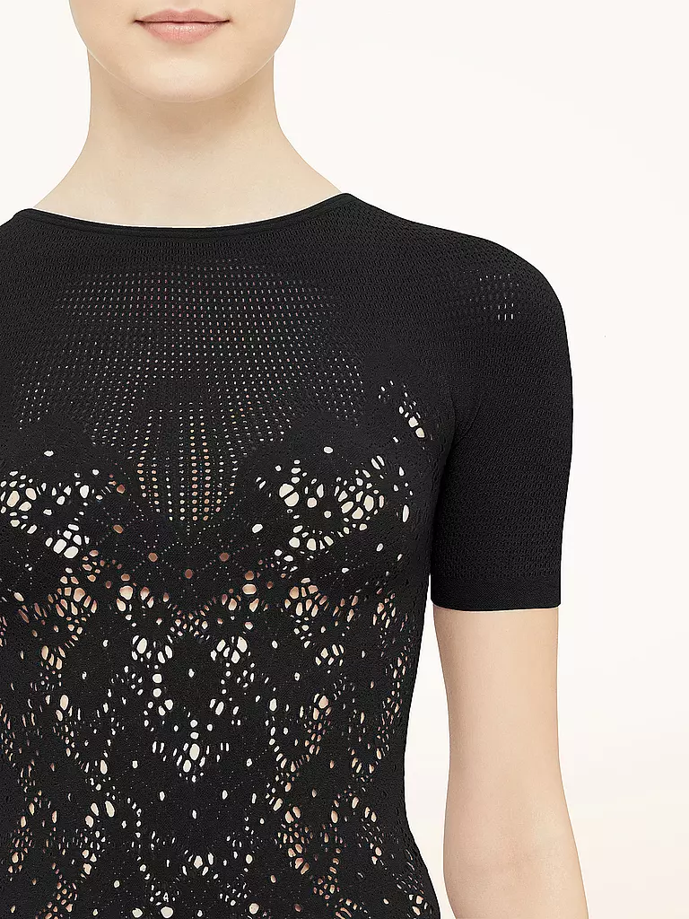 WOLFORD | T-Shirt FLOWER LACE | schwarz