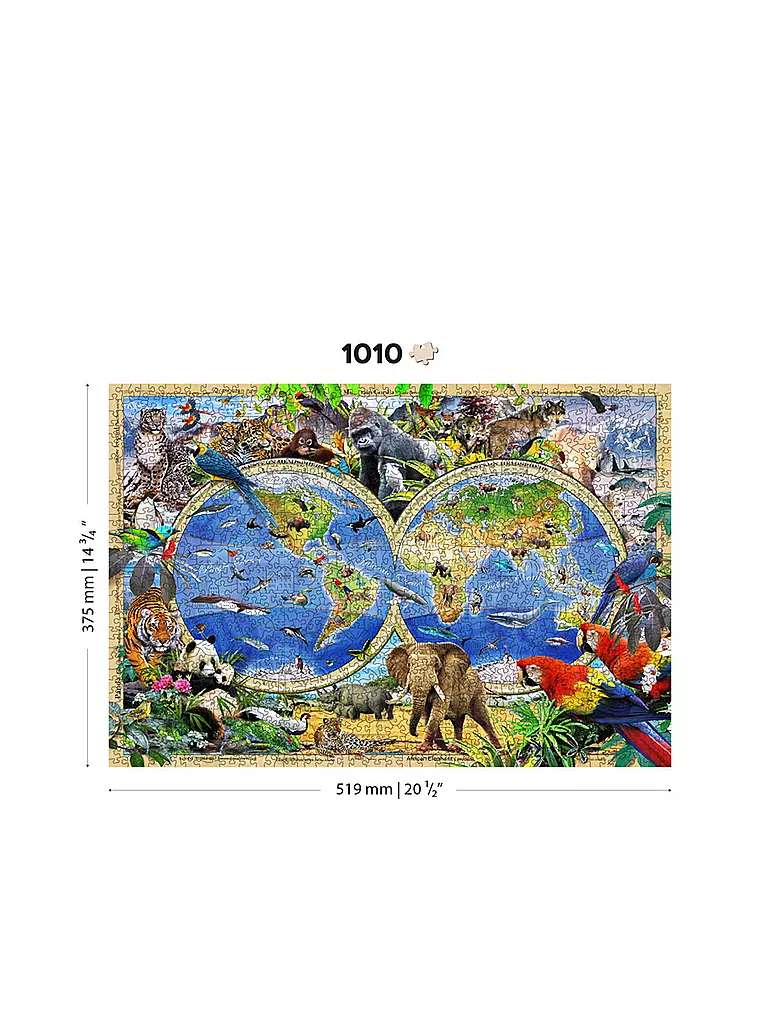 WOODEN CITY | Puzzle - Animal Kingdom Map – 1010 Teile | keine Farbe