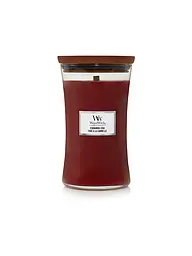 WOODWICK | Duftkerze mit Knisterdocht SANDUHR Large 610g Vanilla Bean | Dunkelrot
