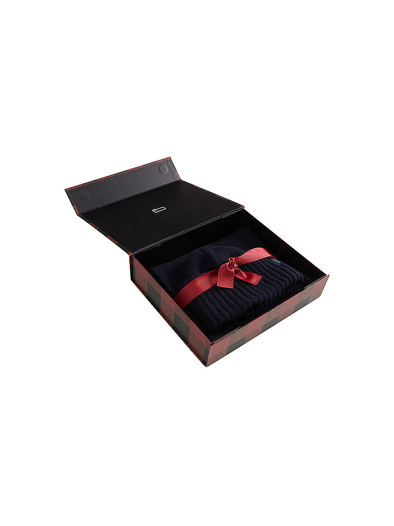 WOOLRICH Geschenkset 2-teilig Mütze und Schal dunkelblau