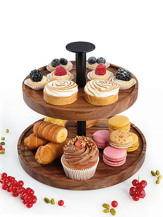 ZASSENHAUS | Etagere 2-fach 22cm Akazie Dunkelbraun 