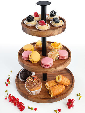 ZASSENHAUS | Etagere 2-fach 35cm Akazie Dunkelbraun 